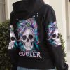 AUNT LIKE A MOM SKULL MESSY BUN ALL OVER PRINT HOODIE
