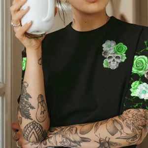 B CRAFT ROSE SKULL ALL OVER PRINT T SHIRT