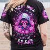 BE CAREFUL WHEN I'M SILENT REAPER PINK ALL OVER PRINT T SHIRT
