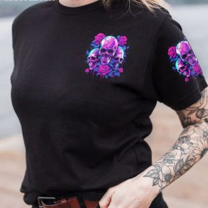 BE CAREFUL WHEN I'M SILENT ROSE SKULL ALL OVER PRINT T SHIRT