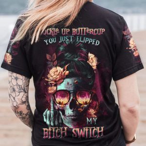 BUCKLE UP BUTTERCUP SKULL ALL OVER PRINT T SHIRT