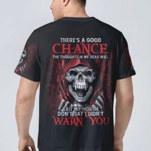 DON'T SAY I DIDN'T WARN YOU VAMPIRE SKULL ALL OVER PRINT T SHIRT