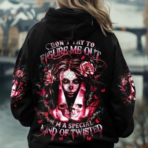 DON'T TRY TO FIGURE ME OUT SKULL LADY ALL OVER PRINT