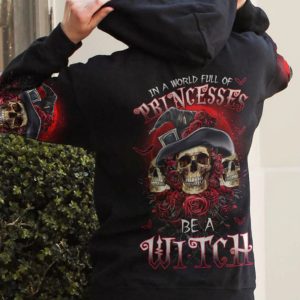 IN A WORLD FULL OF PRINCESSES SKULL ROSE ALL OVER PRINT HOODIE (1)
