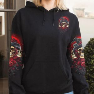 IN A WORLD FULL OF PRINCESSES SKULL ROSE ALL OVER PRINT HOODIE