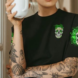 IN MARCH WE WEAR GREEN SUGAR SKULL LEOPARD PATRICK'S DAY ALL OVER PRINT T SHIRT