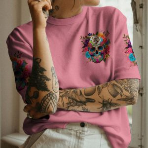 JUDGE ME WHEN FLOWER SKULL ALL OVER PRINT T SHIRT