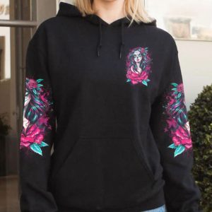 JUST A WOMAN WHO LOVES SKULLS AND HAS TATTOOS ALL OVER PRINT HOODIE (1)