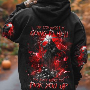 OF COURSE I'M GOING TO HELL SKULL ALL OVER PRINT