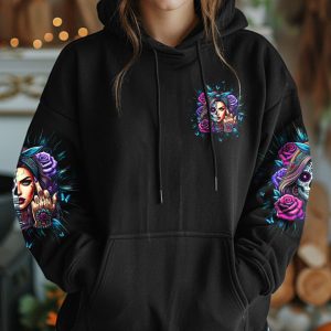 SHE WEARS STRENGTH AND DARKNESS SKULL LADY ALL OVER PRINT 1