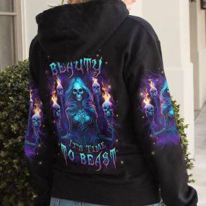 WAKE UP BEAUTY IT'S TIME TO BEAST ALL OVER PRINT HOODIE