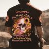 WARNING MY MOUTH FLOWER SKULL ALL OVER PRINT T SHIRT (1)