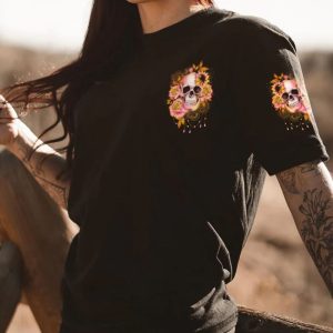 WARNING MY MOUTH FLOWER SKULL ALL OVER PRINT T SHIRT