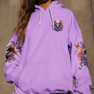 WARNING THIS TATTOOED GIRL SKULL LADY ALL OVER PRINT HOODIE