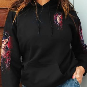   WARNING THIS TATTOOED GIRL SUGAR SKULL ALL OVER PRINT HOODIE