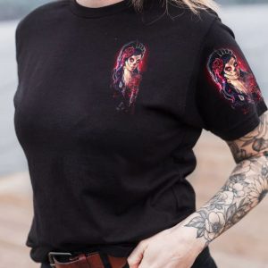   WARNING THIS TATTOOED GIRL SUGAR SKULL ALL OVER PRINT T SHIRT (1)