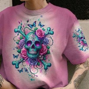 WARNING THIS TATTOOED GIRL SUGAR SKULL BONES ALL OVER PRINT T SHIRT (1)