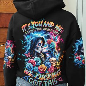 WE F GOT THIS SKULL COUPLE ALL OVER PRINT HOODIE