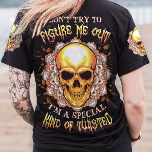  DON'T TRY TO FIGURE ME OUT SKULL MANDALA ALL OVER PRINT T SHIRT