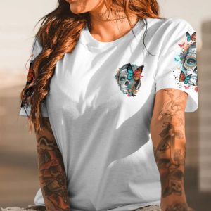  DON'T TRY TO FIGURE ME OUT SUGAR SKULL WITH BUTTERFLY ALL OVER PRINT T SHIRT (1)