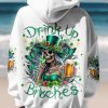 DRINK UP B SKULL LADY PATRICK'S DAY ALL OVER PRINT HOODIE