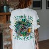 DRINK UP B SKULL LADY PATRICK'S DAY ALL OVER PRINT T SHIRT