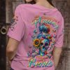 FRAGILE LIKE A BOMB TIE DYE MESSY BUN SKULL ALL OVER PRINT T SHIRT