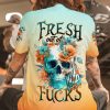 FRESH OUT OF F SKULL FLORALS ALL OVER PRINT T SHIRT