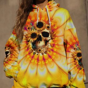 FRESH OUT OF F SUNFLOWER SKULL TIE DYE ALL OVER PRINT HOODIE (1)