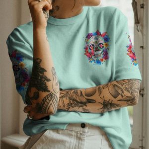 FRESH OUT OF F WATERCOLOR SKULL ALL OVER PRINT T SHIRT (1)