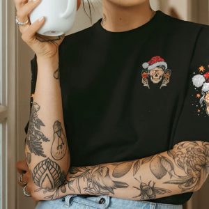 HAPPY HALLOTHANKSMAS MESSY BUN ALL OVER PRINT T SHIRT (1)