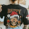 HAPPY HALLOTHANKSMAS MESSY BUN ALL OVER PRINT T SHIRT