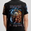 HEAVEN DON'T WANT ME FIRE EYES SKULL ALL OVER PRINT T SHIRT