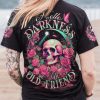 HELLO DARKNESS MY OLD FRIEND ROSE SKULL ALL OVER PRINT T SHIRT