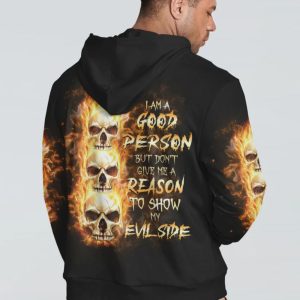 I AM A GOOD PERSON FIRE SKULL ALL OVER PRINT HOODIE