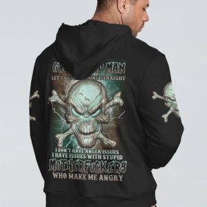 I AM A GRUMPY OLD MAN ANGRY SKULL BONES ALL OVER PRINT HOODIE