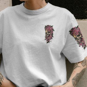  I AM A SWEET GIRL FLOWER SKULL ALL OVER PRINT T SHIRT (1)