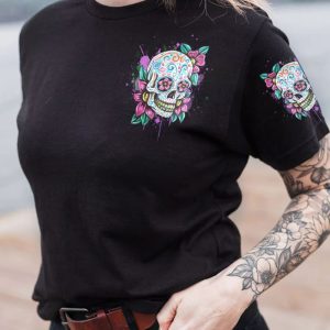 I AM A SWEET GIRL SKULL ROSE ALL OVER PRINT T SHIRT (1)