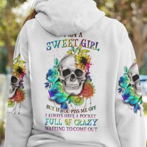 I AM A SWEET GIRL SKULL TIE DYE SKULL ALL OVER PRINT HOODIE