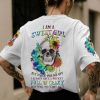I AM A SWEET GIRL SKULL TIE DYE SKULL ALL OVER PRINT T SHIRT
