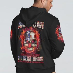  I AM AN AMERICAN FIRE SKULL FLAG ALL OVER PRINT HOODIE