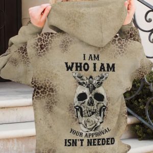 I AM WHO I AM LEOPARD SKULL ALL OVER PRINT HOODIE