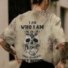 I AM WHO I AM LEOPARD SKULL ALL OVER PRINT T SHIRT