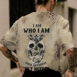 I AM WHO I AM LEOPARD SKULL ALL OVER PRINT T SHIRT