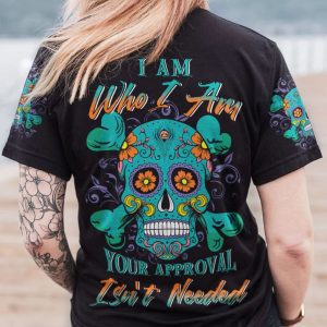 I AM WHO I AM SKULL ALL OVER PRINT T SHIRT
