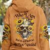 I AM WHO I AM SKULL SUNFLOWER ALL OVER PRINT HOODIE