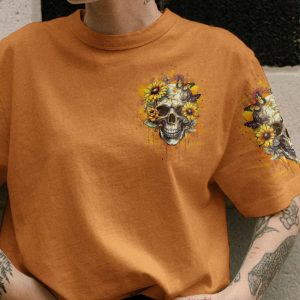 I AM WHO I AM SKULL SUNFLOWER ALL OVER PRINT T SHIRT (1)