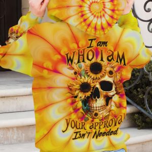  I AM WHO I AM SUNFLOWER SKULL TIE DYE ALL OVER PRINT HOODIE (1)