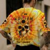 I AM WHO I AM SUNFLOWER SKULL TIE DYE ALL OVER PRINT T SHIRT