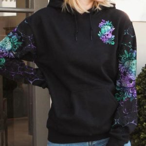  I BECOME THE BAD GIRL SKULL ALL OVER PRINT HOODIE (1)